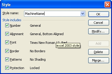 excel 2003 style