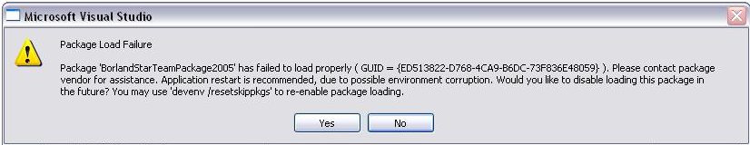 Package Load Failure error image